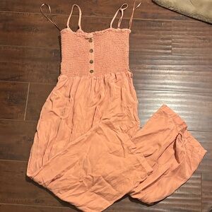 Peach Button-Front Jumpsuit